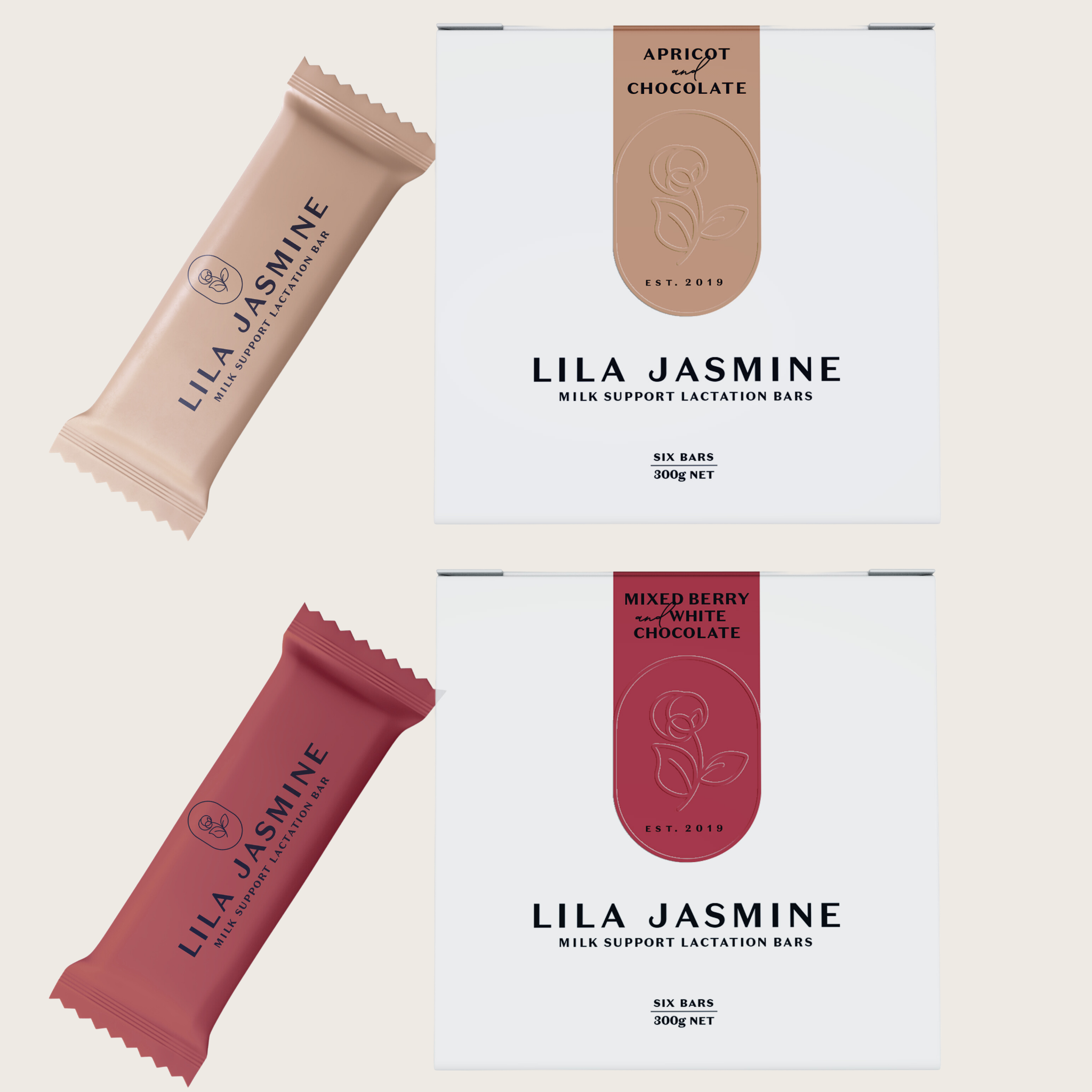 Lila Jasmine Chocolate Lovers Bundle with mixed berry and white chocolate as well as apricot and dark chocolate. Save 10% when purchased as a bundle. Make a wonderful gift for new mums.