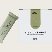 Lila Jasmine lactation bar with apple crumble flavour, crafted for breastfeeding mums using premium ingredients and dairy-free