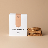 Lila Jasmine apricot and chocolate milk support lactation bars with packaging on a beige background