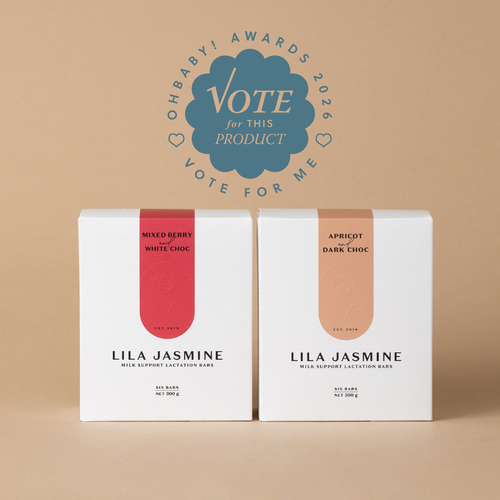 Lila Jasmine Triple Delight Bundle featuring three boxes of lactation bars in Mixed Berry & White Chocolate, Apricot & Dark Chocolate, and Apple Crumble flavours, crafted to support breastfeeding mums with wholesome, dairy-free ingredients. Save 5% when purchased as a bundle. 
