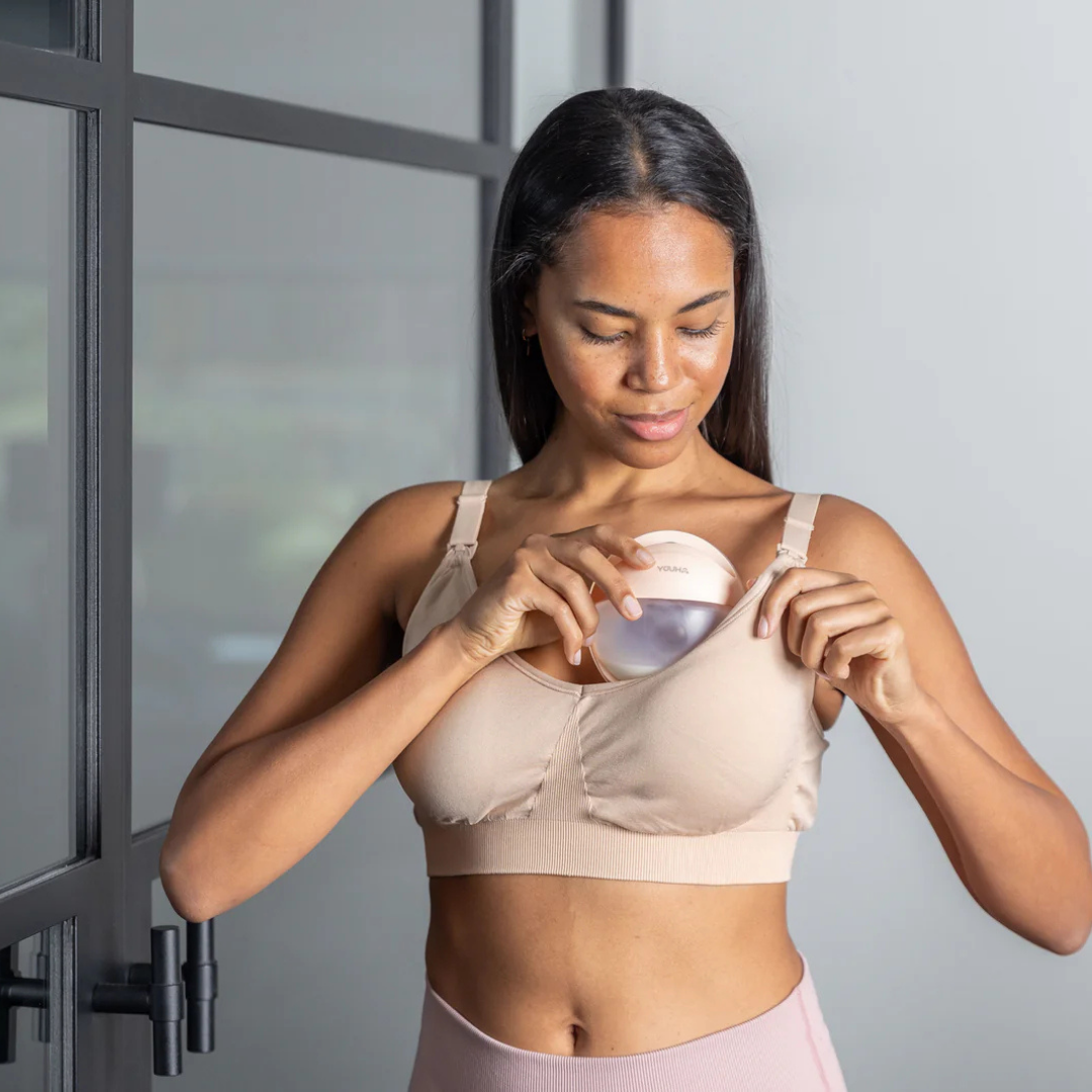 Youha The POD Wearable Silicone Breast Milk Collector, mum using
